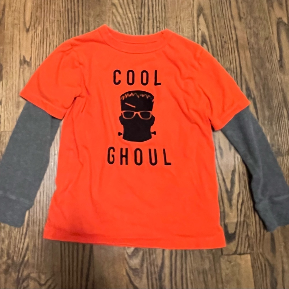 GAP Orange and Gray Cool Ghoul Long Sleeve Tee